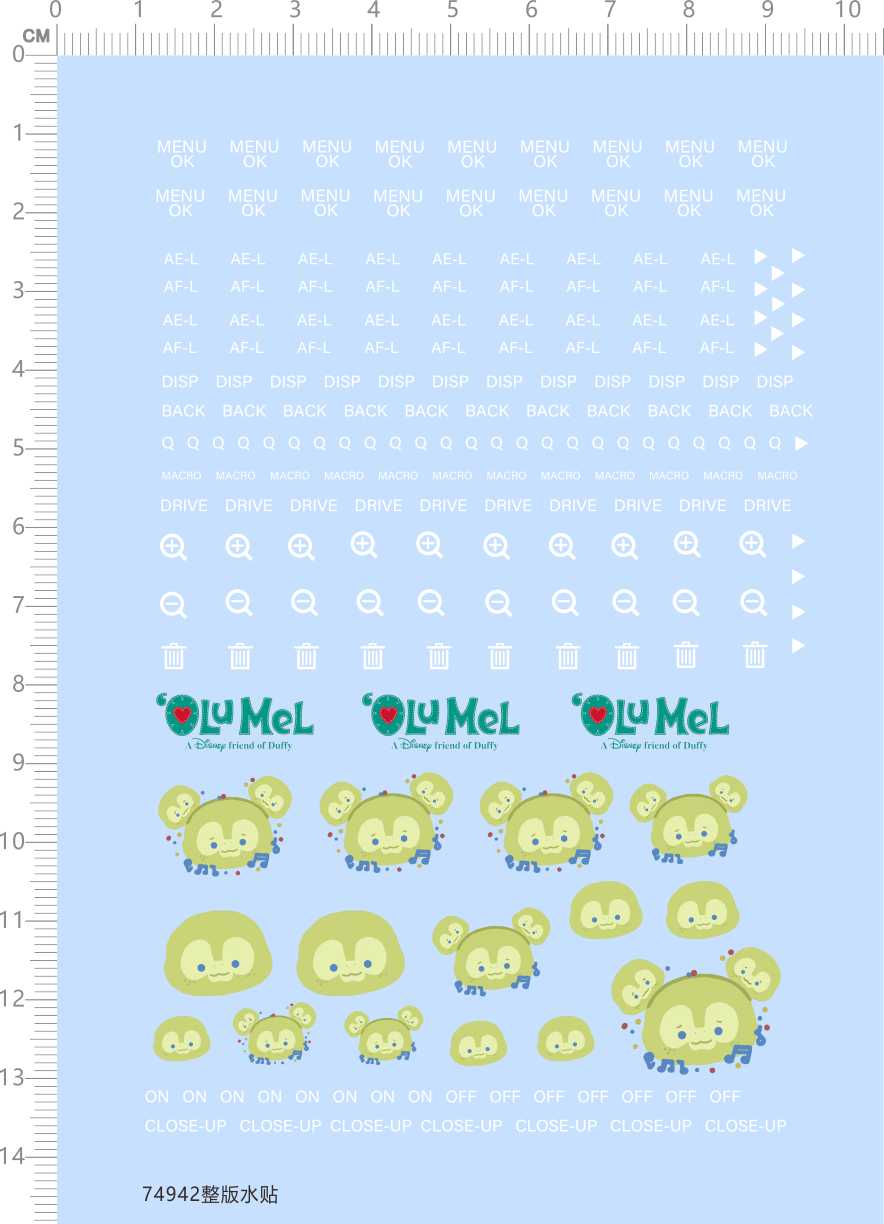 74942整版水贴 LuMel 小熊 MENU OK 模型水贴定做打印七月