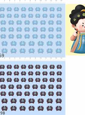 68869整版胶太平公主宝相花纹水贴衣服印花纹理贴花丝印水贴纸