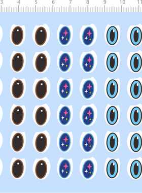 68226整版胶无比例zimomo娃娃眼睛水贴盲盒molly模型剪纸水贴纸