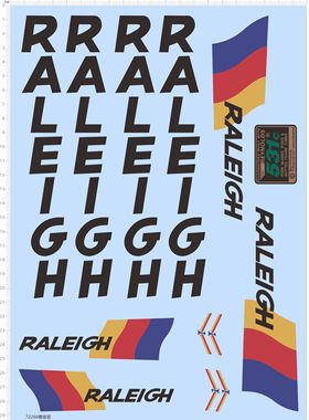 72266整版胶 RALEIGH 351 车模 水贴