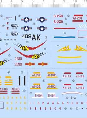 69982 1/144 409AK BI-239 AI-102 AII-316 T2-169 各国军机 水贴