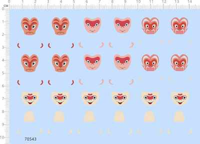 70543整版胶diy无比例猴子脸谱公仔水贴娃娃手办人偶标签定制 A6