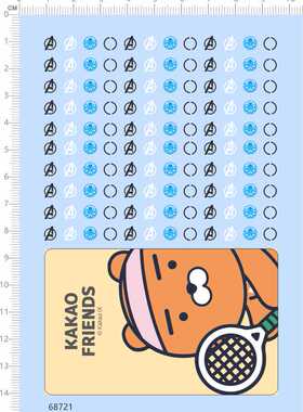 68721整版胶复仇者联盟钢铁侠KAKAO FRIENDS纸模模型水贴纸定做