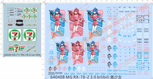 64040美少女7-11 711 RX-78-2 3.0 ver 35th bilibili限量gd水贴2
