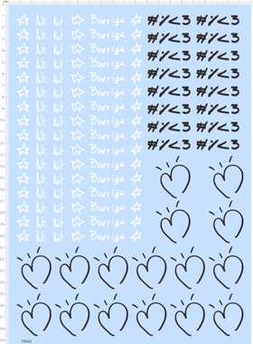 70645整版胶Paki Kat Barriga心形模型贴水贴纸标签定做订做定A4