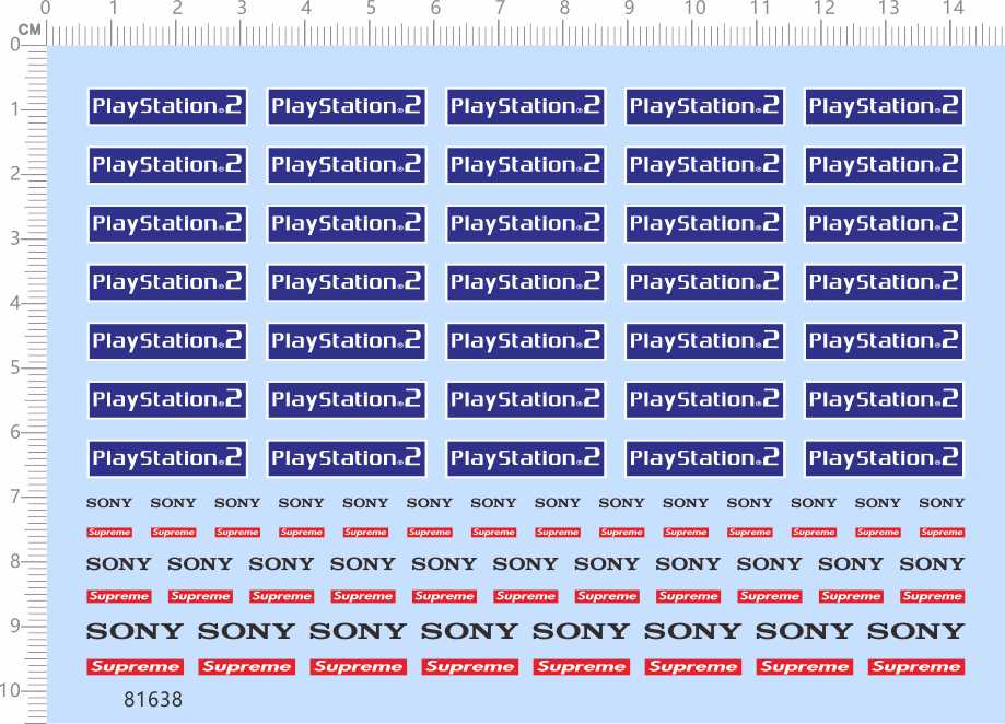 81638整版胶无比例 playstation 2 SONY Superm 潮牌奢侈水贴
