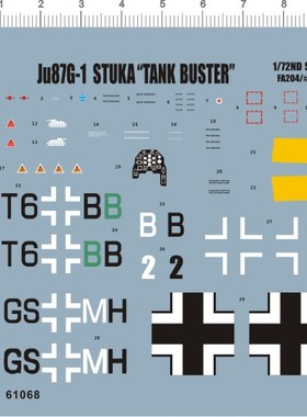 61068-4104 1:72 Ju87G-1stuka tank buster斯图卡轰炸机水贴现货