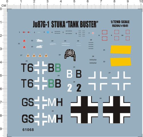 61068-4104 1:72 Ju87G-1stuka tank buster斯图卡轰炸机水贴现货