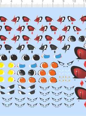 96002整版胶无比例NIKO娃娃眼睛水贴纸公仔粘土人偶手办盲盒标签A