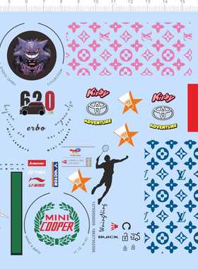 74591整版水贴星之卡奢侈拉花车钥匙水贴丰田mini cooper 六月