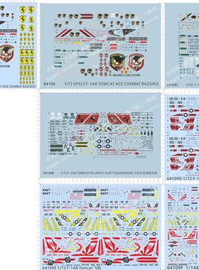64109 SP313 F14A ACE COMBAT RAZGRIZ F14D F14飞机模型水贴2402