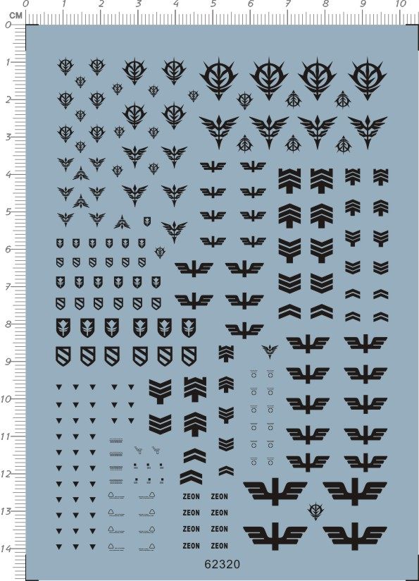 62320 uc zeon 吉翁自护小队徽章军衔标志通用gd水贴111