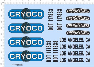71075整版胶 CRYOCO FREIGHTLINER 模型水贴