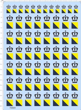 70869整版胶皇冠无比例蓝黄标志博卡水贴纸标签水转印定做订做A5