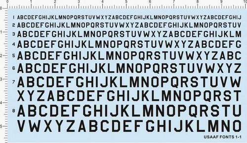 USSAAF FONTS 1-1-整版胶 美国美军字体英文字母水贴纸 现货