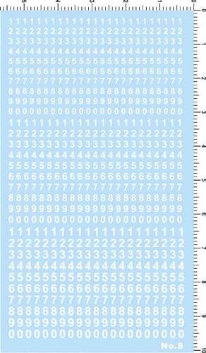 8字体Arial阿拉伯数字数目字电镀金水转印模型水贴纸 定做订做