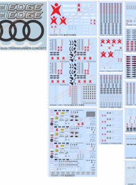 63264奥迪车灯spoon保时捷castrol鲨鱼嘴edge脱漆RS6 dtm A6水贴