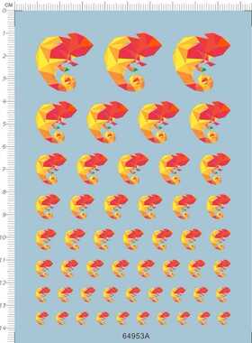 64953A 幻彩彩虹七彩蜥蜴玻璃模型水贴定做订做批量定做个性