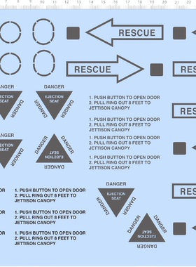 75495  1/8 F16 飞机 警示标 危险警告标语模型水贴 现货