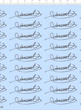 65902工艺品水转印签名vincent比例模型剪纸水贴纸定做订做定制