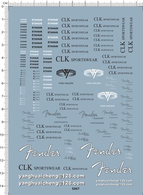 5967-A1712 clk sportswear van halen fender 水贴纸