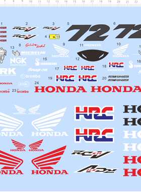 72842整版胶 1/6  72 RCV 摩托车模型水贴纸 hrc 现货