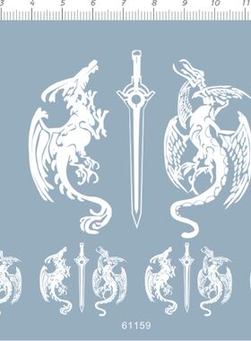 61159-612# 飞龙纹身剪火焰纹章限定机水贴