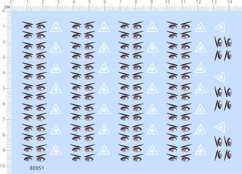 80951整版无比例FY64草剃素子娃娃眼睛水贴纸水转印鼠标水贴现货