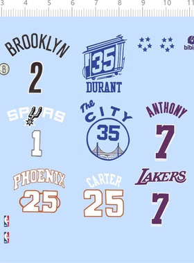 75835 整版水贴nba MCGRADY 1 GARNETT CITY 35 LAKERS 7蓝球现货