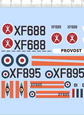 67510整版胶1/72 Matchbox Provost PK-30英国英军飞机美军水贴纸