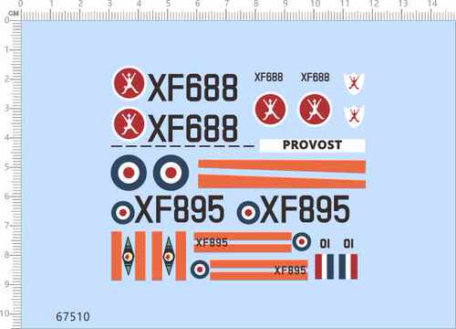 67510整版胶1/72 Matchbox Provost PK-30英国英军飞机美军水贴纸
