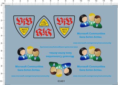 63481整版胶鼠标贴VfB Stuttgart三人标志微软纸模模型水贴纸定做