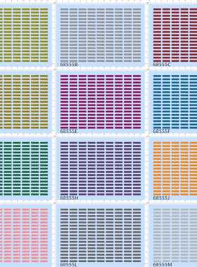 68555整版胶1/50警示条黄黑红白蓝绿桔紫浅灰深灰藤宫警告条水贴