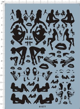 61577-A6503 sex sexy 性感美女诱惑嘴唇丝袜高跟鞋 模型水贴