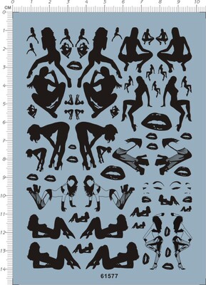 61577-A6503 sex sexy 性感美女诱惑嘴唇丝袜高跟鞋 模型水贴