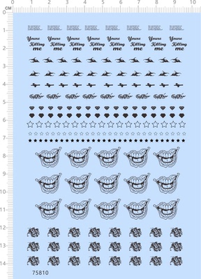 75810整版电镀亮金水贴小丑骷髅