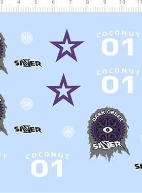 96045整版胶DARK ORDER COCONUT01 silver英文名单眼怪水贴纸 A6