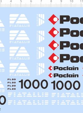 72254整版胶 POCLAIN  挖土机 模型水贴纸