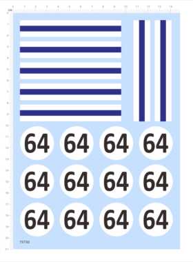 79790比例模型车64号码牌白蓝白拉花圆形可撕膜不干胶定制现货