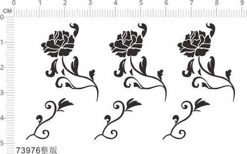 73976模型水贴亮金水贴 花朵 92X54mm 烫金 电镀 单色 五月