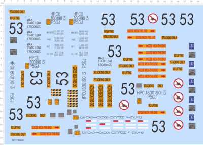 72727整版胶 储能集装箱 53 水贴纸 货柜车 警示模型水贴