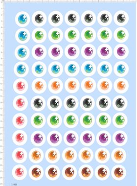 75803需内贴整版水贴 彩色眼珠星星眼睛水贴定制打印现货