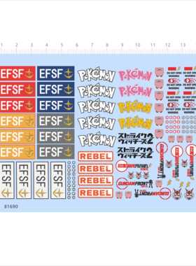 81690比例模型水贴星之卡EFSF车模敢达高达皮卡丘红异端定做现货