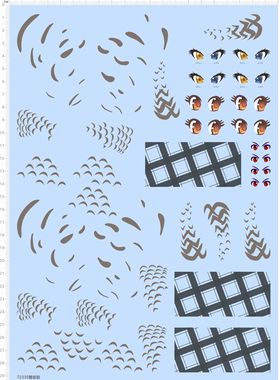 72335整版胶 人偶模型 眼睛 花纹 衣服模型水贴 现货