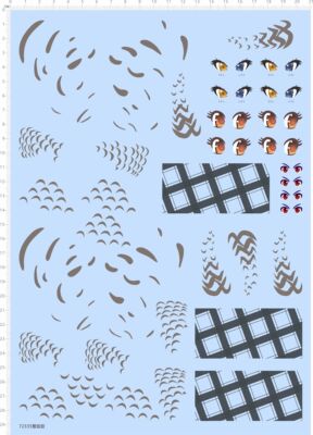 72335整版胶 人偶模型 眼睛 花纹 衣服模型水贴 现货