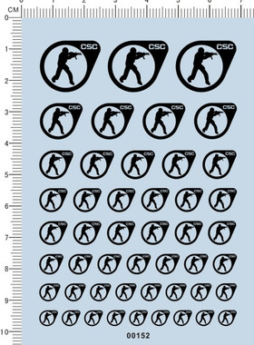 00152-A2907 -反恐精英CS 模型车兵人玩具枪射击水贴纸