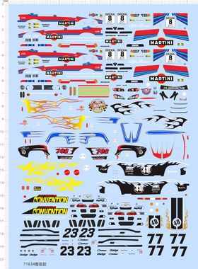 71634整版胶COOD YRAR DODGE马天尼车灯保时捷模型车水贴goodyear