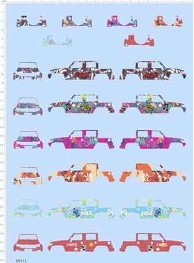 80513整punk jazz mars rock folk盲盒车0807模型水贴涂鸦拉花A4