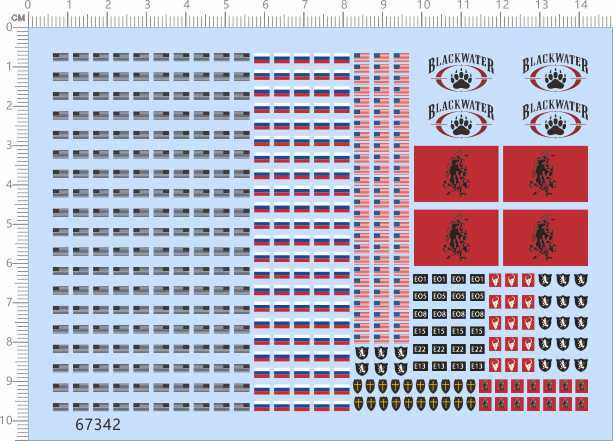 67342整版胶1/35美国blackwater俄罗斯国旗兵人臂章1/72红十字会