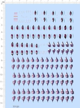 77131整版水贴 眼睛 手办模型腮红嘴巴红脸害羞定制打印2401